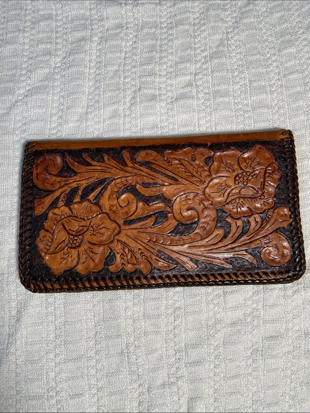 Vintage Tooled Leather Passport/ID Wallet